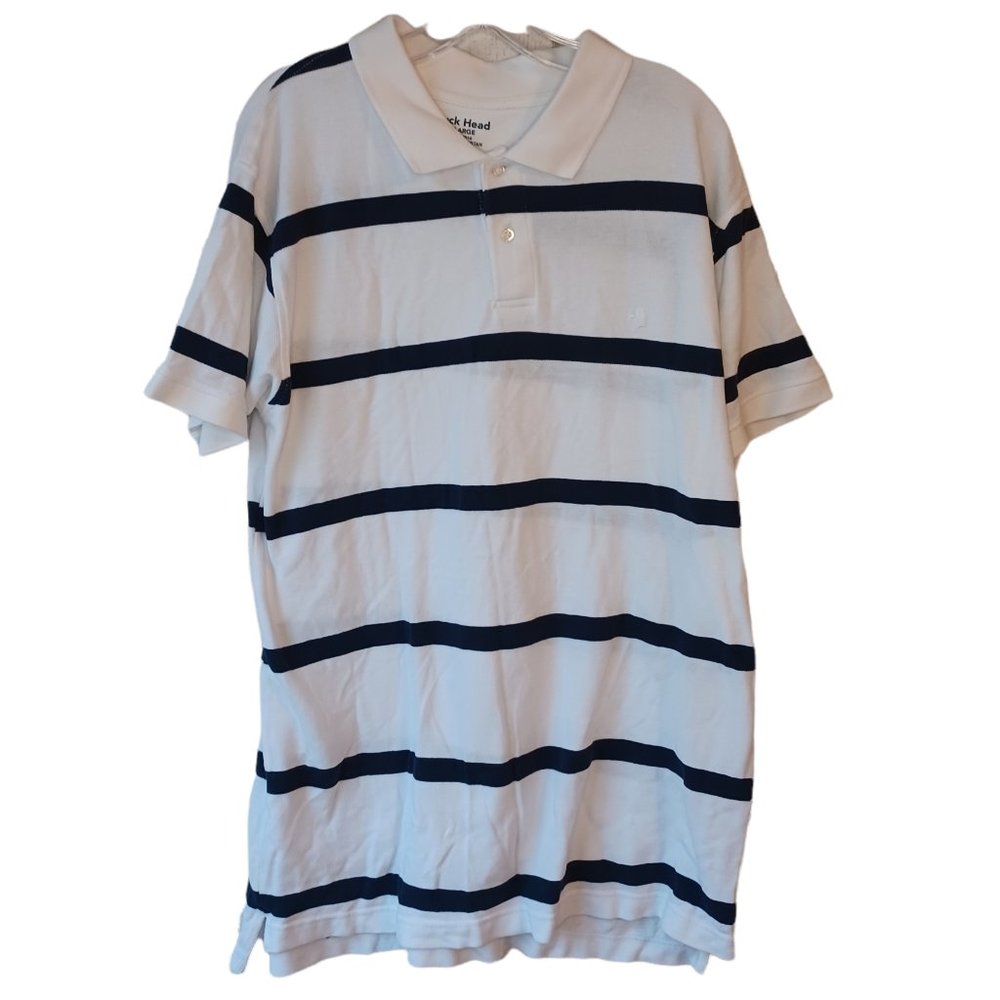 Duck Head White And Blue Striped Polo Shirt Size XL